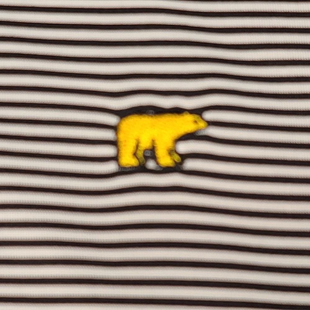 Jack Nicklaus‎ Polo Shirt Mens XL Black White Striped Golden Bear Performance